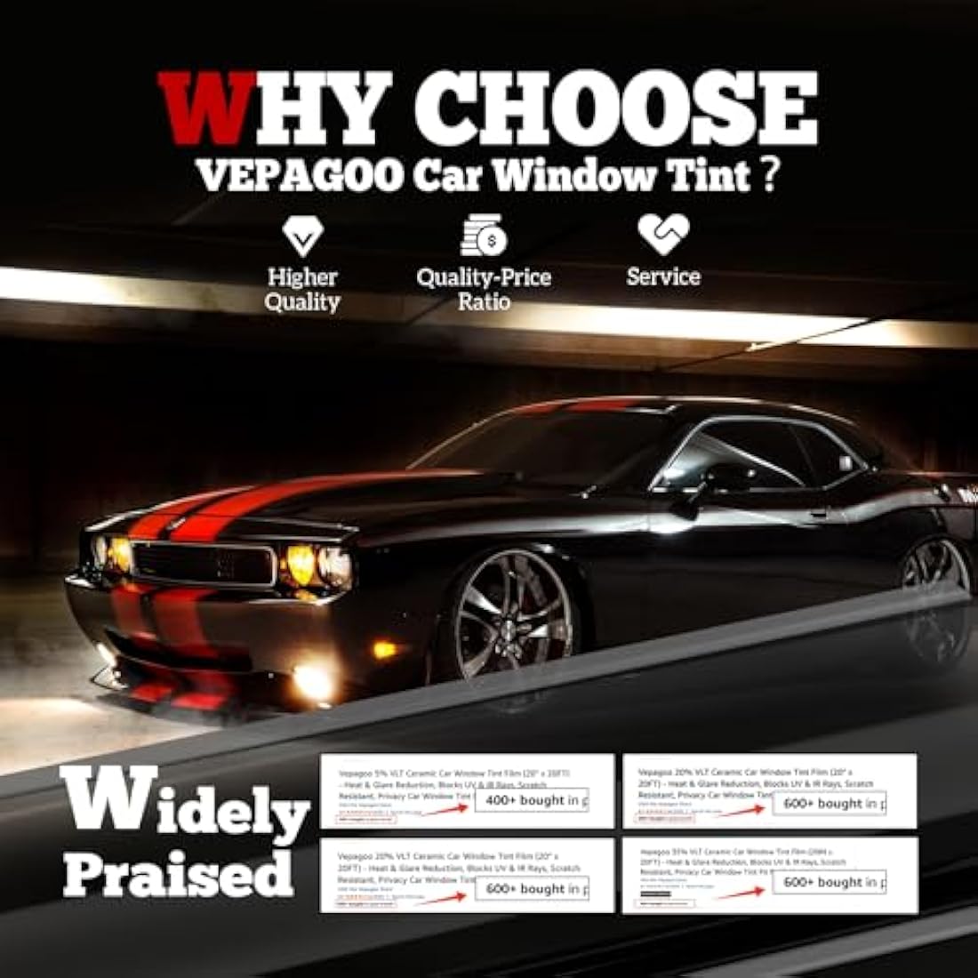 Vepagoo Ceramic Car Window Tint Film | 35% VLT Heat & UV Rejection