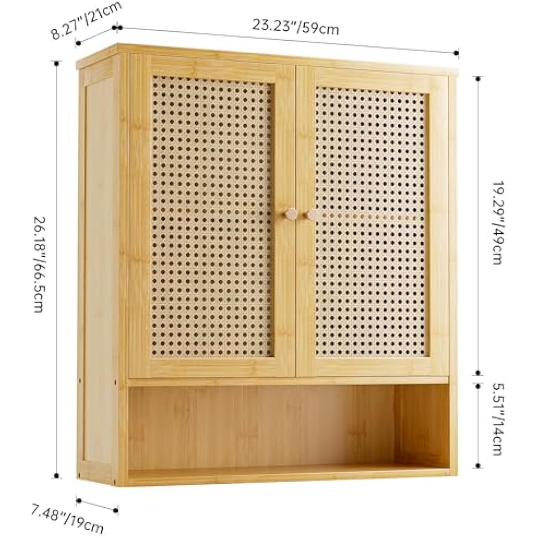vovala Bamboo Bathroom Wall Cabinet | Rattan Over-The-Toilet Storage