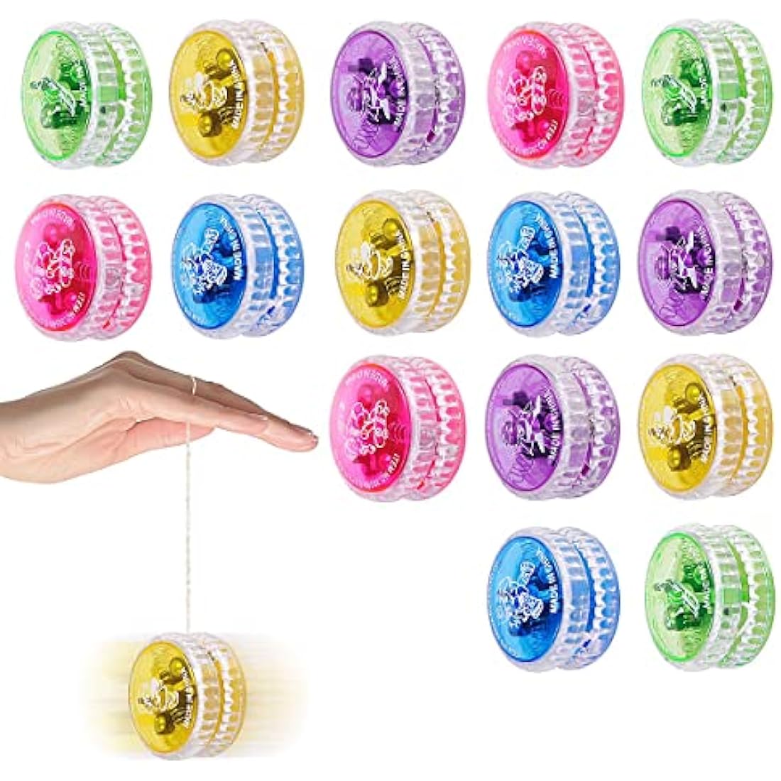 VicBou 15-Pack Light Up LED Yoyo – Responsive Plastic Toys for Kids