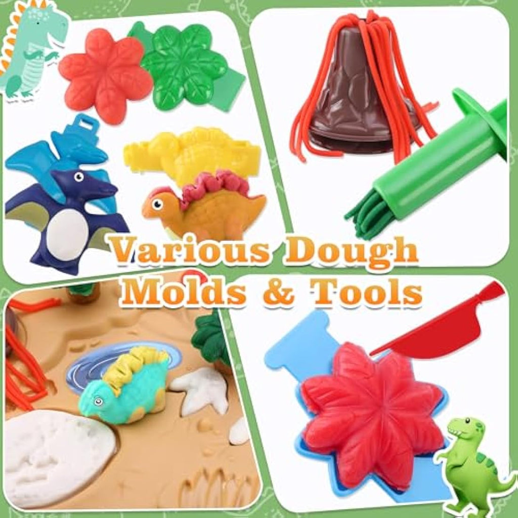 Dear Deer Dinosaur Color Dough Play Set – 26 Pcs Kids Pretend Toy Kit