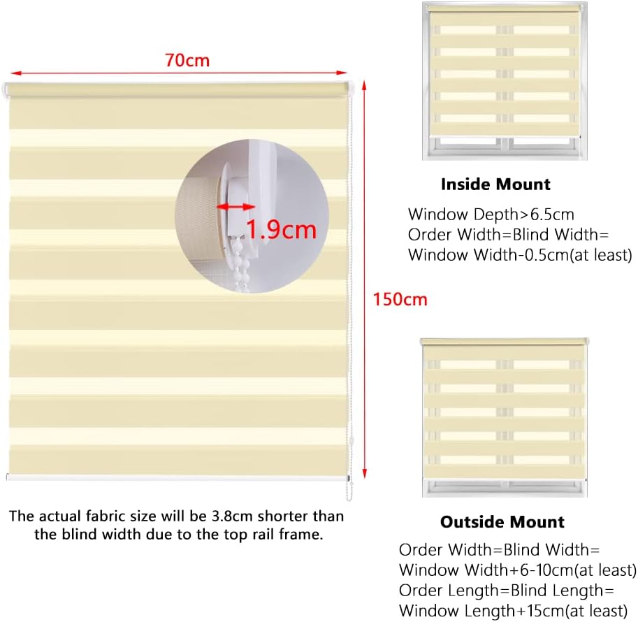 Kokorona Zebra Roller Blinds – Light Filtering Day and Night Shades