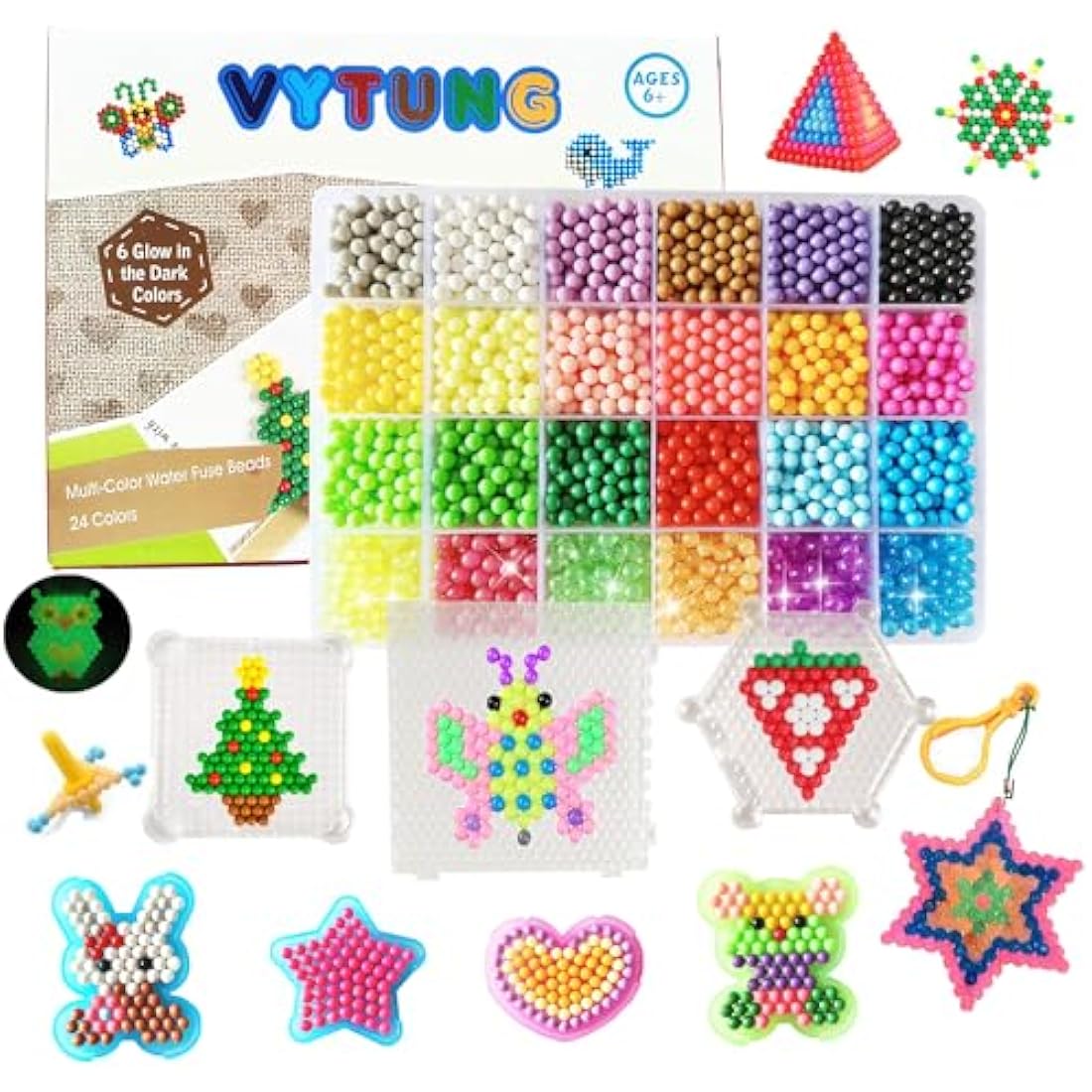 Vytung Water Fuse Beads Kit - 3600pcs 24 Colors Kids Craft Set