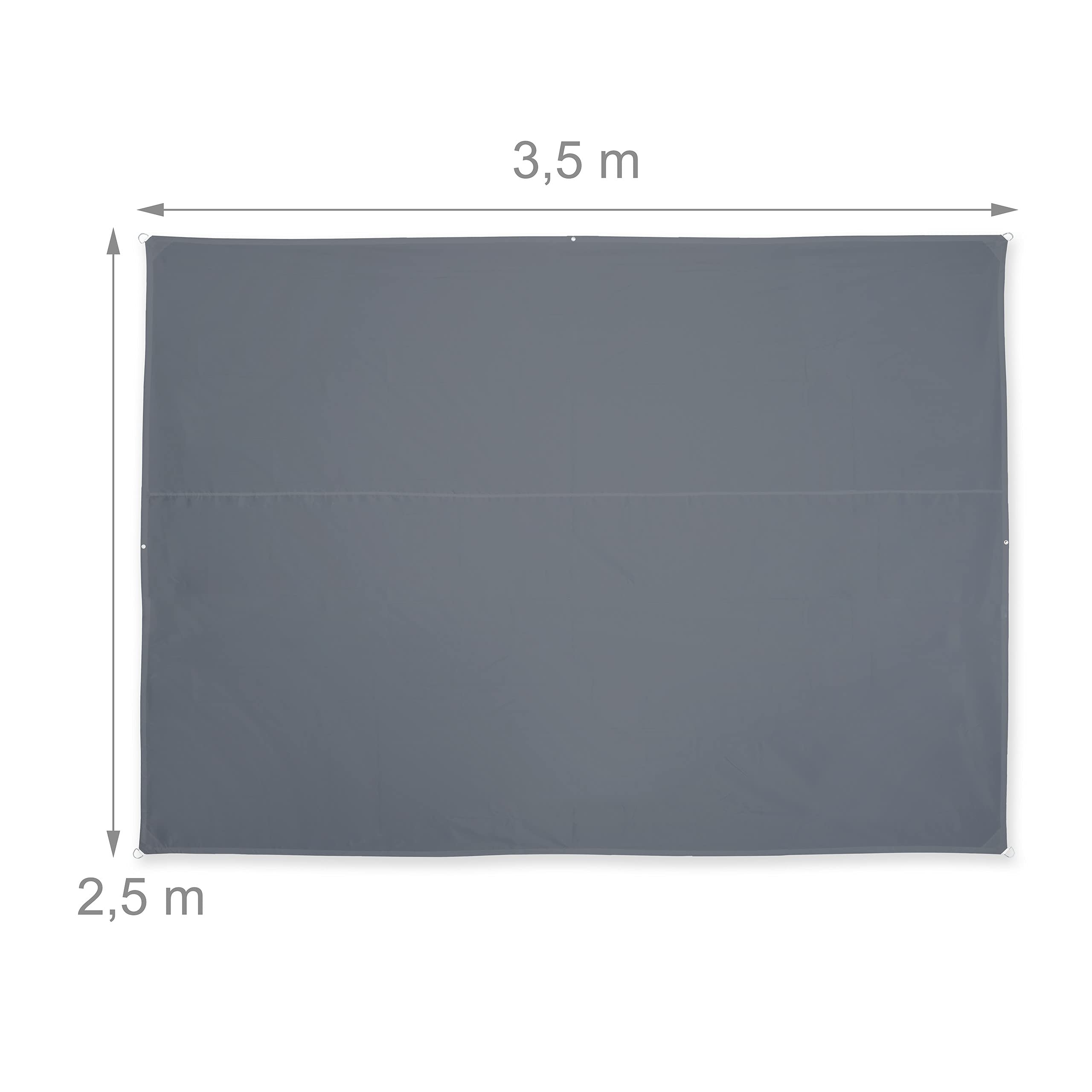 Relaxdays Rectangular Awning | 2.5 x 3.5 m UV-Resistant Shade - Grey