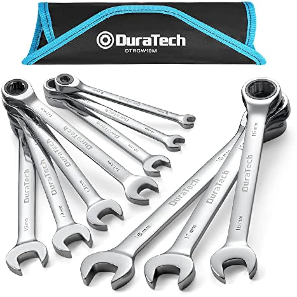 DURATECH 10-Piece Metric Ratcheting Wrench Set | 6-18mm Cr-V Steel