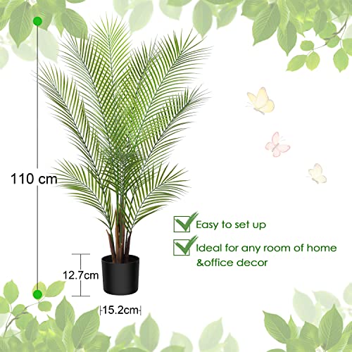 Kazeila 110cm Artificial Palm Tree in Seagrass Pot - Faux Floor Plant (2 Pack)