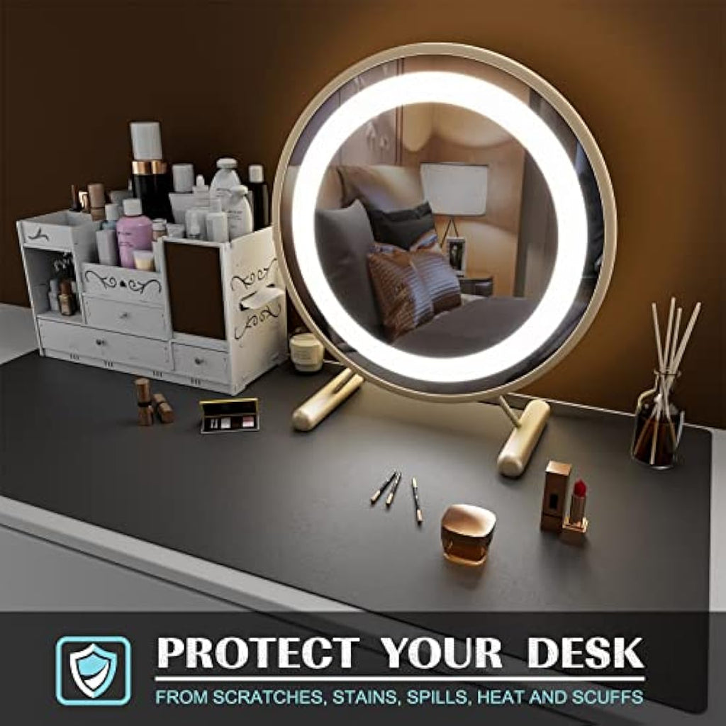 K KNODEL Dual-Sided Leather Desk Mat | Large Office Mouse Pad, Dark Gray