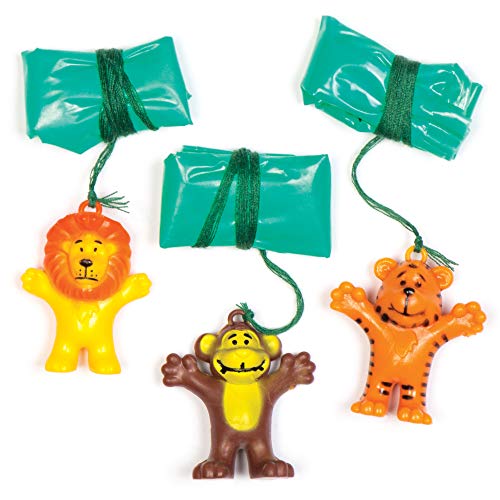 Baker Ross Mini Animal Parachute Toys – 8 Pack Jungle Party Bag Fillers