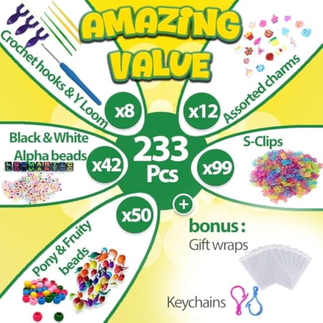 Loomartic Loom Bands Kit - 6000+ Elastic Rubber Bands Bracelet Making Set