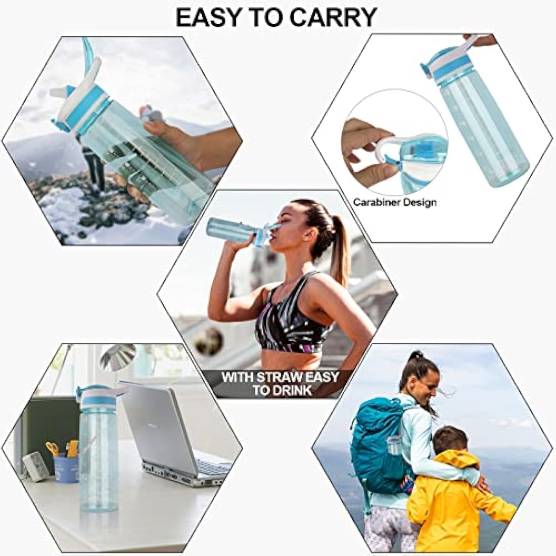 VENNERLI 800ml Tritan Sports Water Bottle with Straw and Time Marking