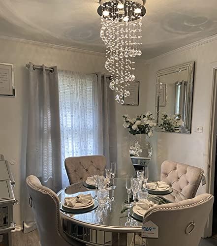 A1A9 Crystal Chandelier – Modern K9 Raindrop Spiral Flush Mount Light