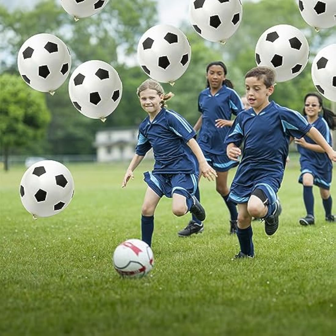 35 Pcs Football Balloons – 12 Inch Black & White Latex Party Decor