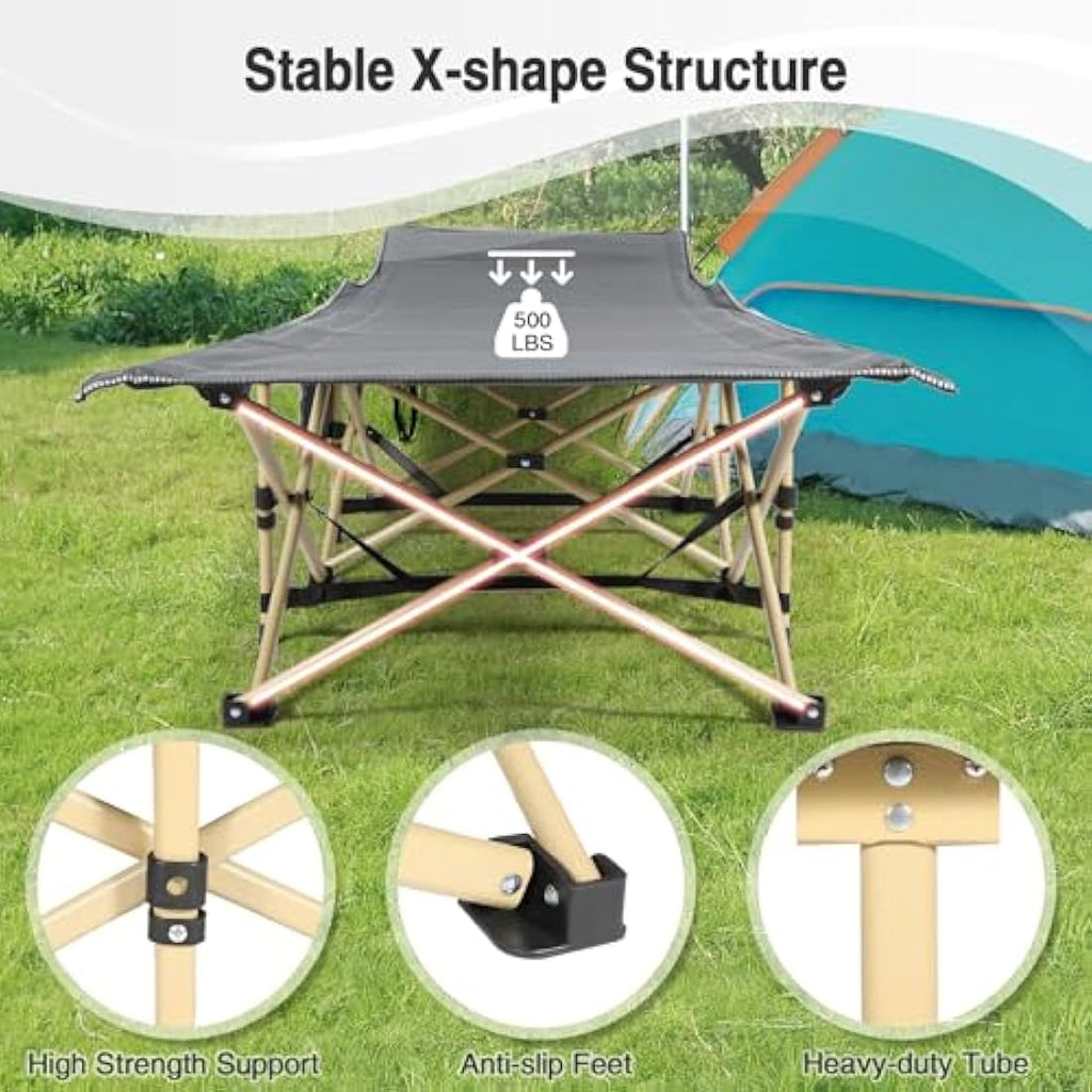 REDCAMP Heavy Duty Folding Camping Cot with Thick Mattress, 500lbs Capacity