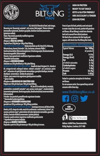 The Biltong Man Tasty Traditional Lean Beef Biltong - 800g Bulk Bag