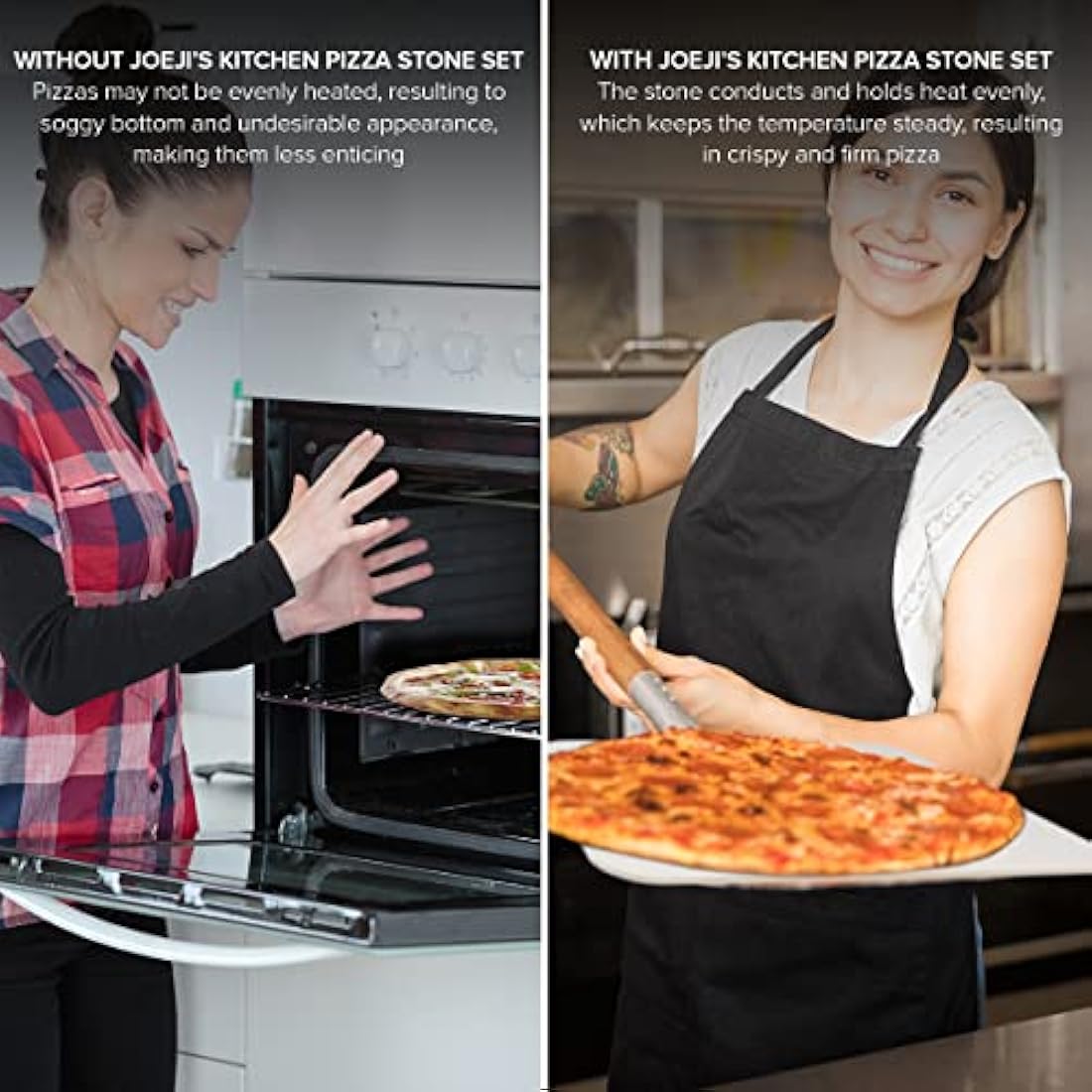 Joeji's Kitchen Pizza Stone and Peel Set – 30x38cm Cordierite for BBQ