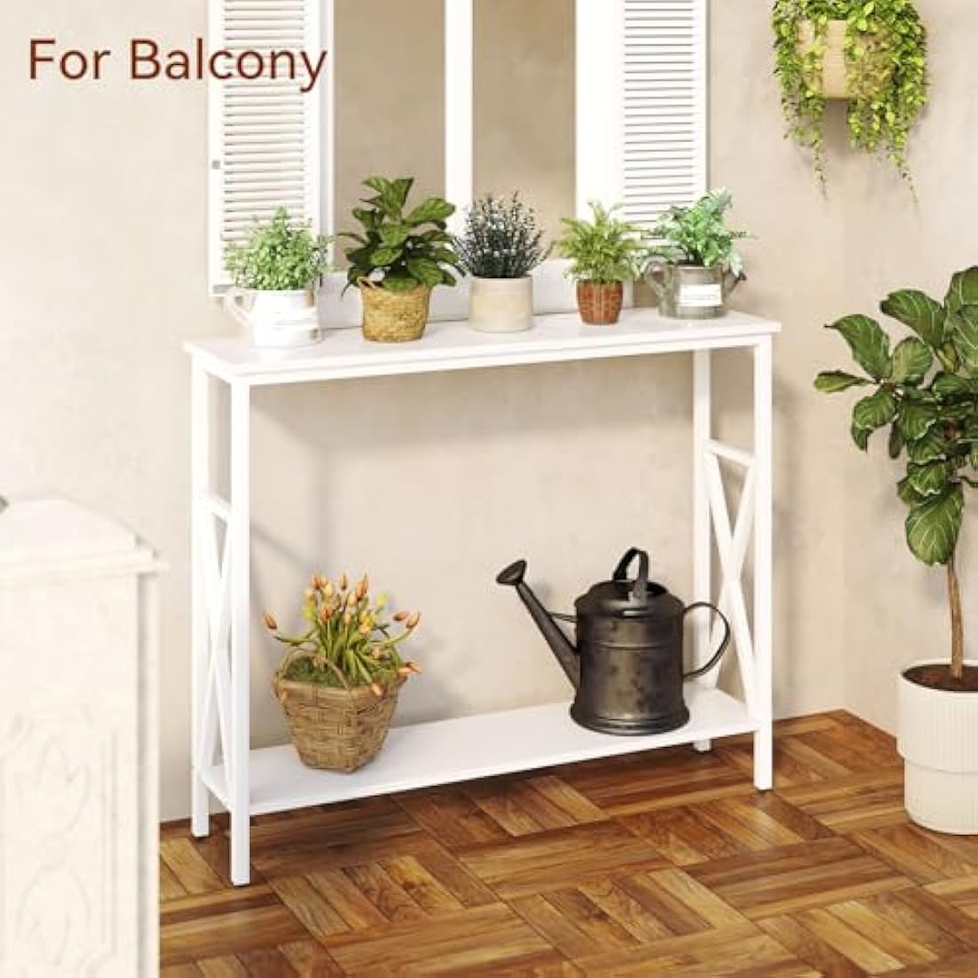 YMYNY Industrial Console Table – Narrow Entryway Sofa Table with Shelves