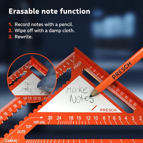 Presch 300mm Carpenters Square – Milled Aluminum with Note Surface