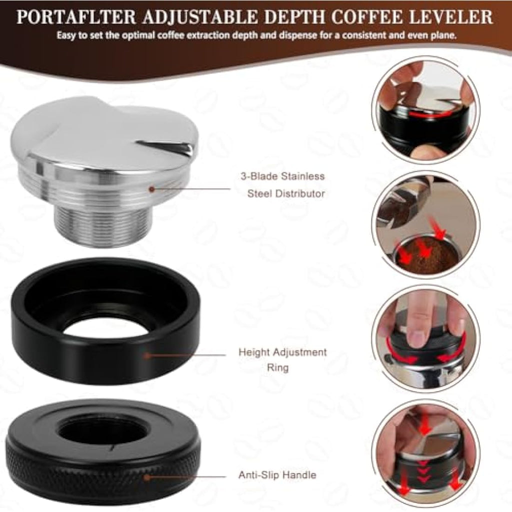 Jolof Store 5-Piece Espresso Tamper Set with 51mm Beechwood Station