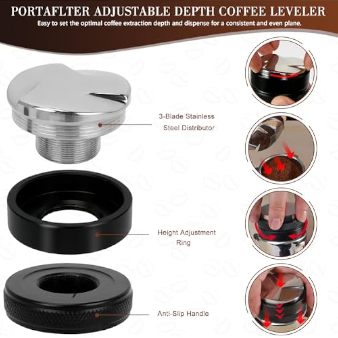 Jolof Store 5-Piece Espresso Tamper Set with 51mm Beechwood Station