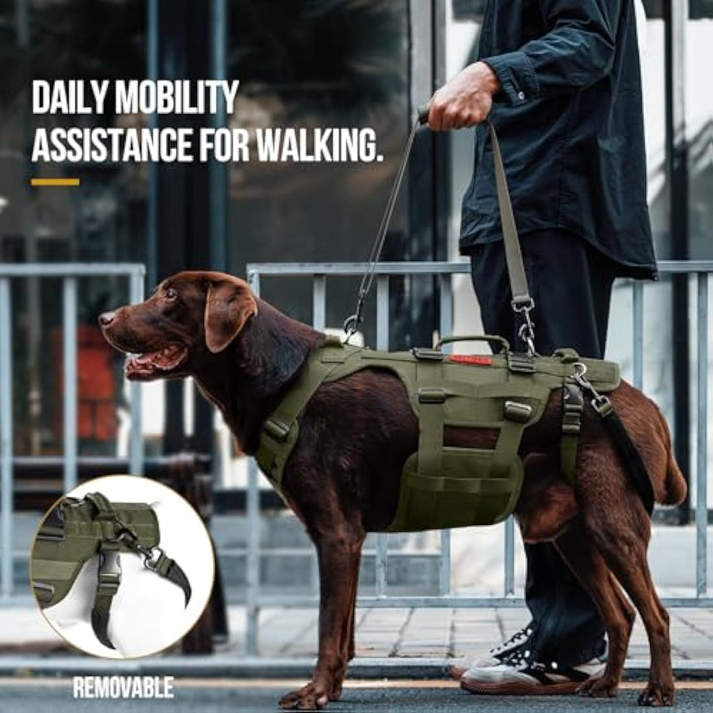 OneTigris Dog Lift Harness | Large Mobility Support Vest – Olive