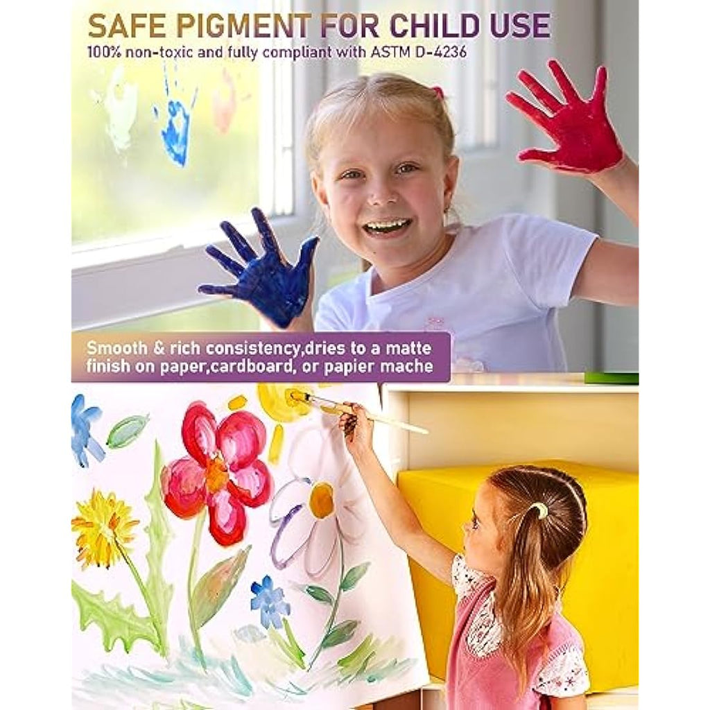 Nicpro Washable Kids Paint Set – 14 Colors Non-Toxic Tempera Bulk Paint