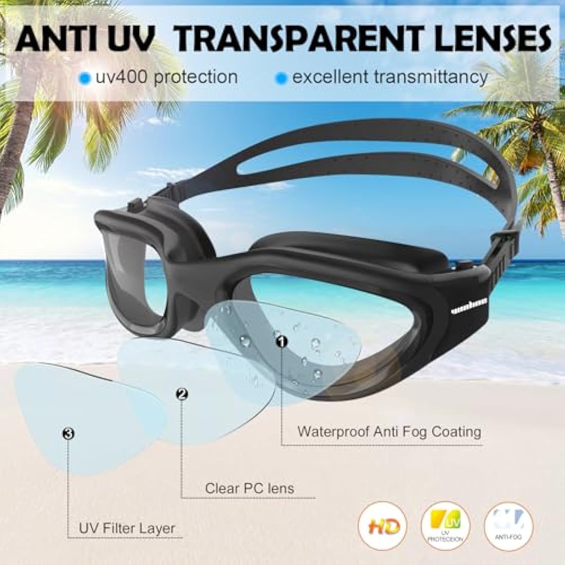Adult Swimming Goggles | Polarized Anti-Fog UV Protection