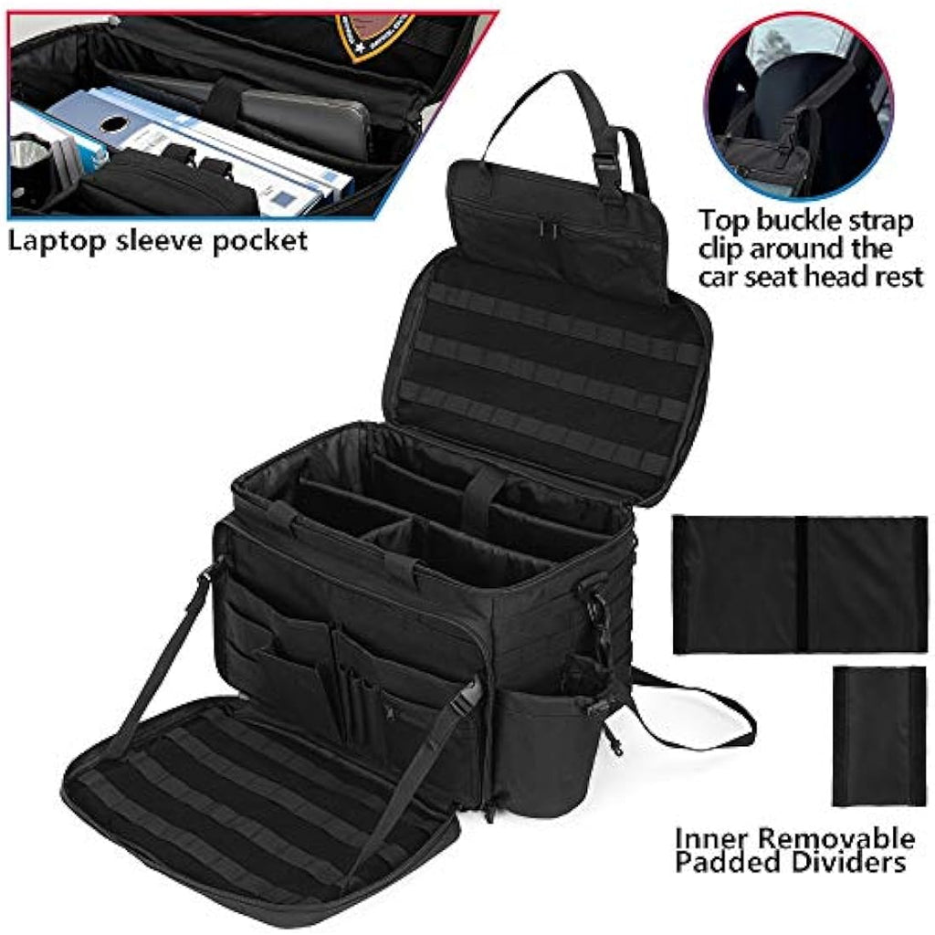 Trunab Tactical Police Gear Bag | MOLLE Car Organizer for 15.6" Laptop