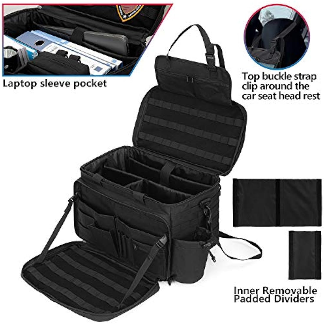 Trunab Tactical Police Gear Bag | MOLLE Car Organizer for 15.6" Laptop
