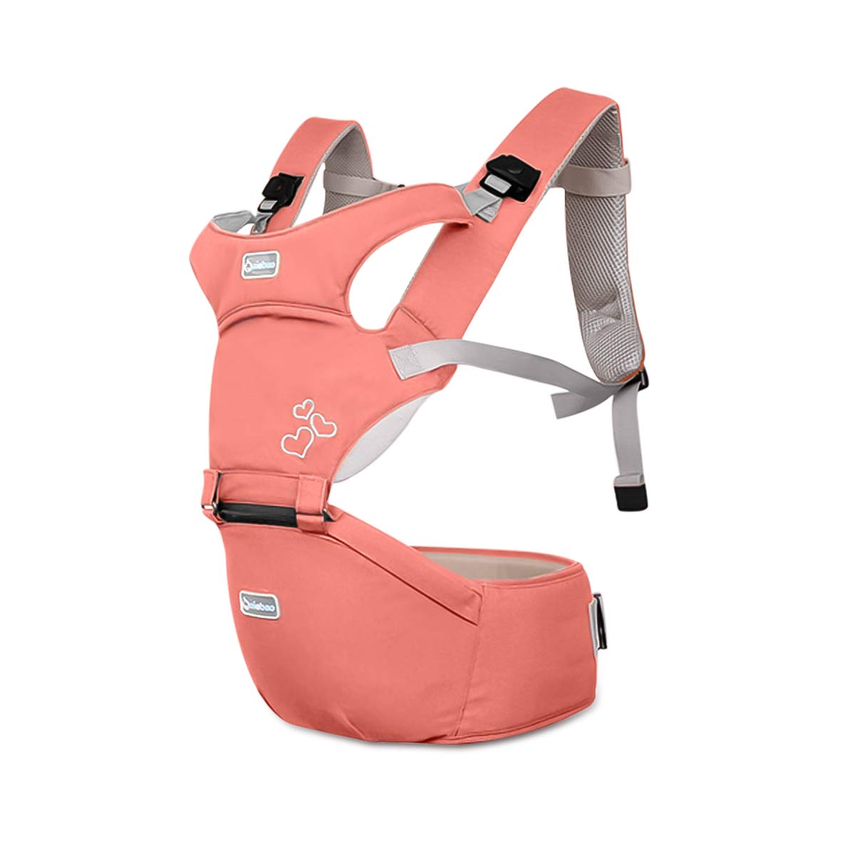 SONARIN Ergonomic Hipseat Baby Carrier | 100% Cotton 6-Position - Pink