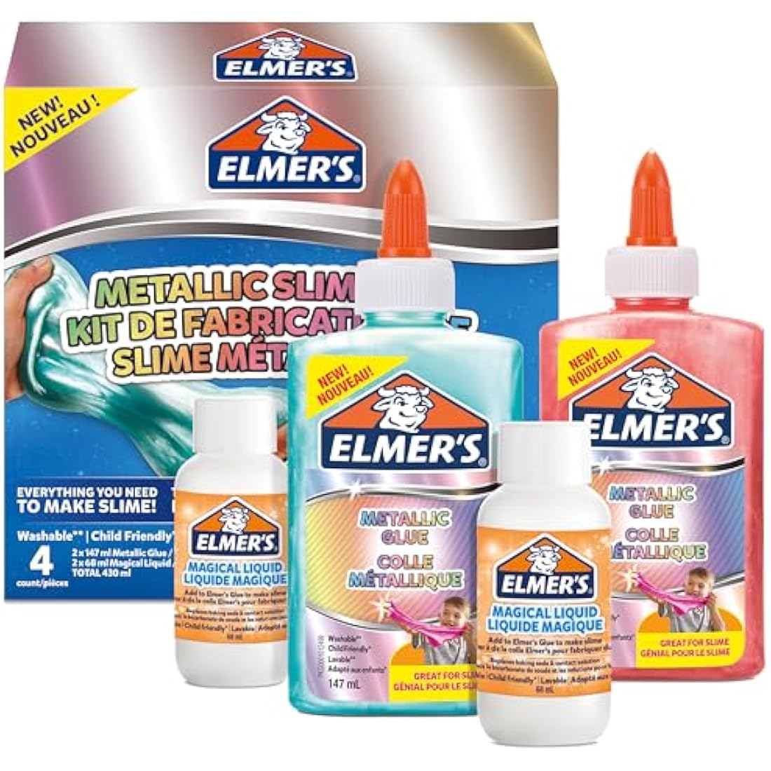 Elmer’s Metallic Slime Kit | Washable DIY Craft Set with Activator