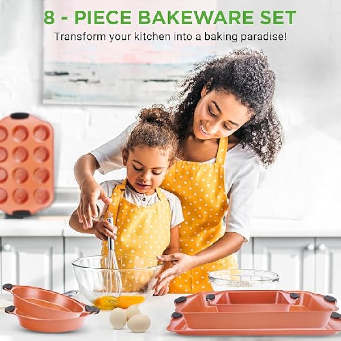 Jolof Store 8-Piece Nonstick Carbon Steel Baking Pan Set with Silicone Handles