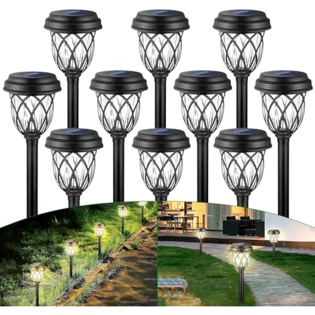 HELESIN Solar Garden Lights – 10 Pack Waterproof LED Pathway Lighting