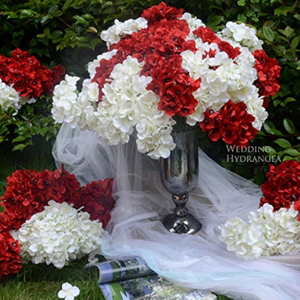 Silk Hydrangea Heads with Stems - 25 Pack Artificial Flowers