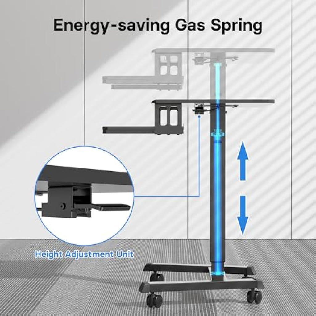 BONTEC Mobile Standing Desk – Height Adjustable Two-Tier Laptop Workstation