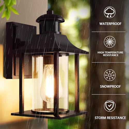 Lamomo Outdoor Motion Sensor Wall Light | Brown Aluminum Security Lantern