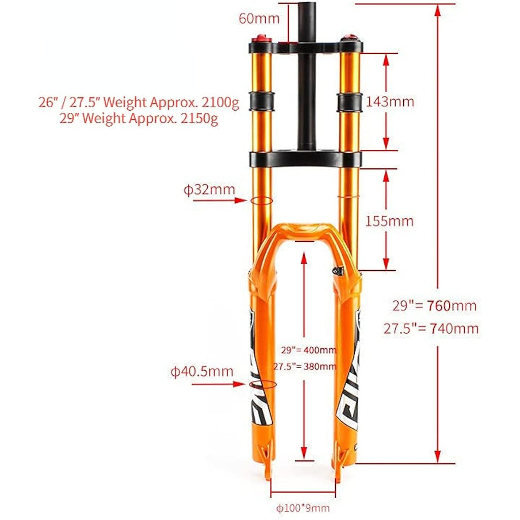 Splumzer MTB Air Suspension Fork – Double Shoulder Downhill Shock Absorber