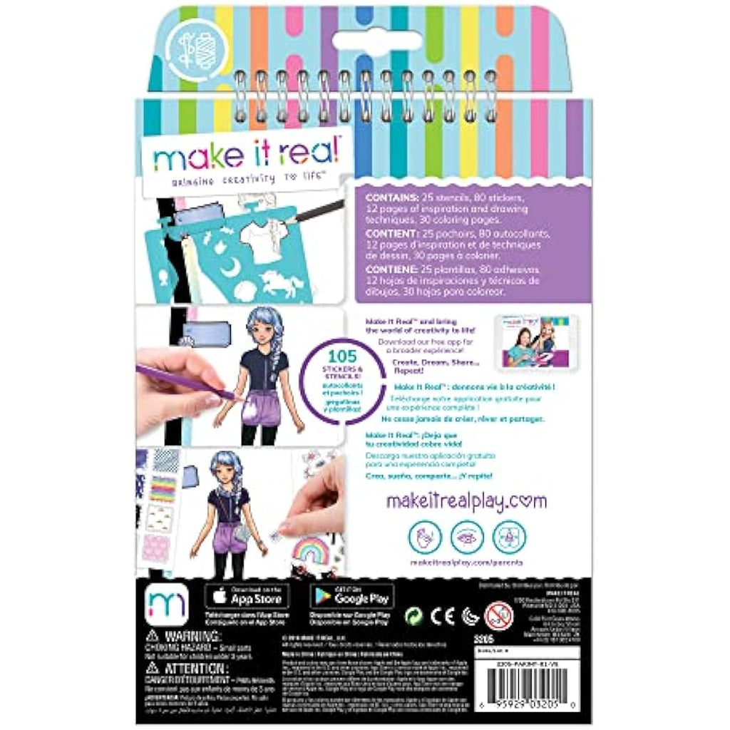 Make It Real Pastel Pop Fashion Design Sketchbook and Coloring Kit