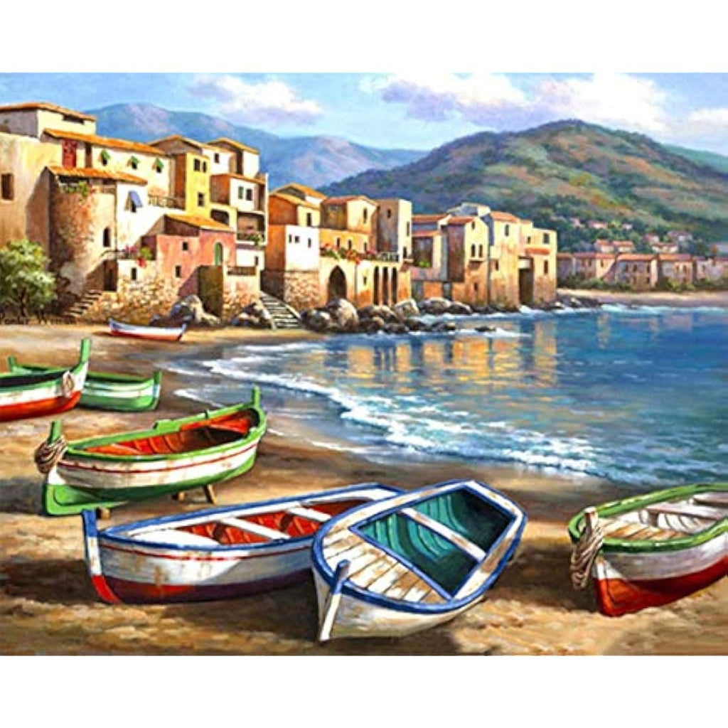 Jolof Store Paint by Numbers Kit for Adults & Kids - Boat DIY Canvas 16x20