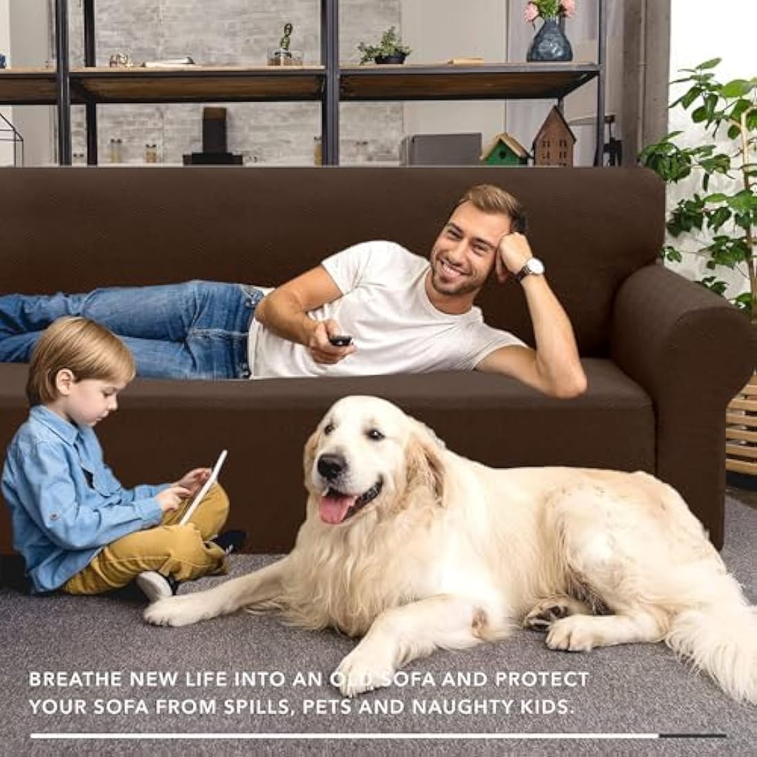 XINEAGE Stretch Jacquard Sofa Cover – 3 Seater Non-Slip Couch Protector
