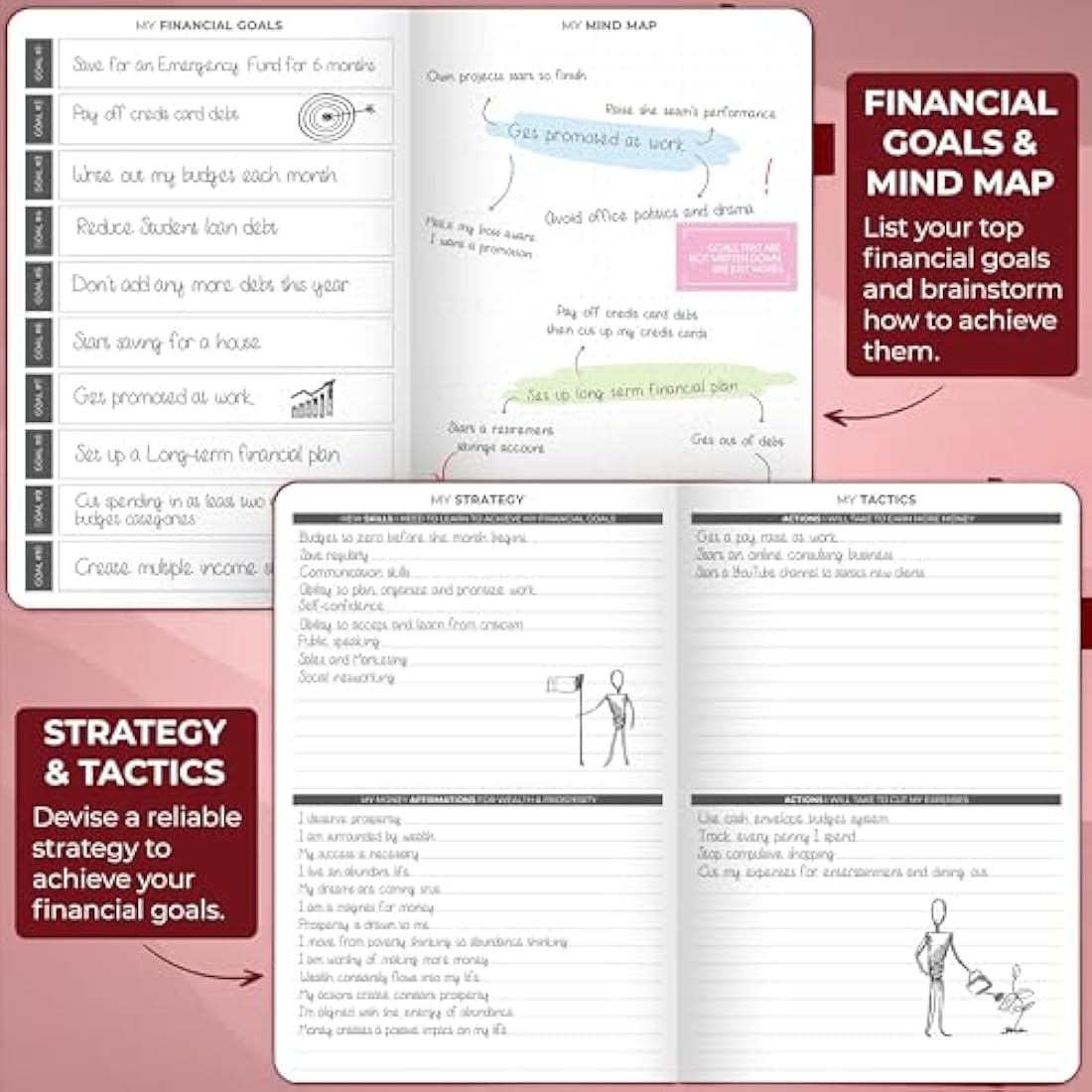 Clever Fox Budget Planner – A5 Vegan Leather Expense Tracker, Wine Red