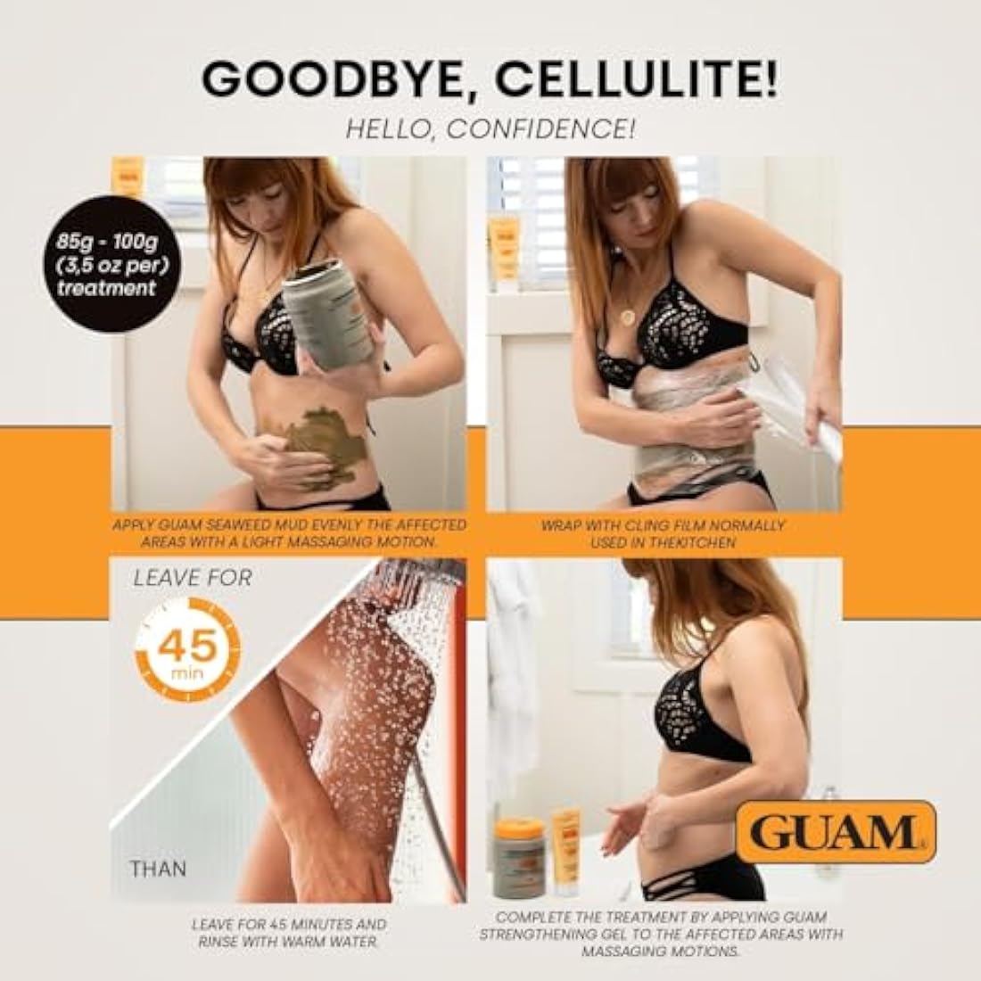 GUAM Seaweed Mud Anti-Cellulite Treatment – Hot Body Mask for Legs, 500g