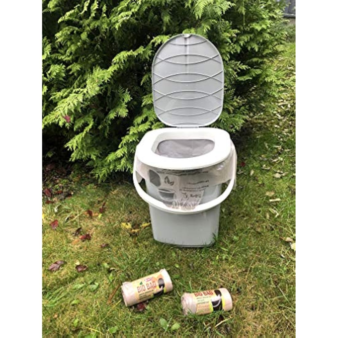 BranQ Mobile Camping Toilet 22L with 40 Organic Bags – Light Grey