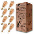 greenandco E27 ST64 Vintage LED Filament Bulb – 2000K Warm White, 8-Pack