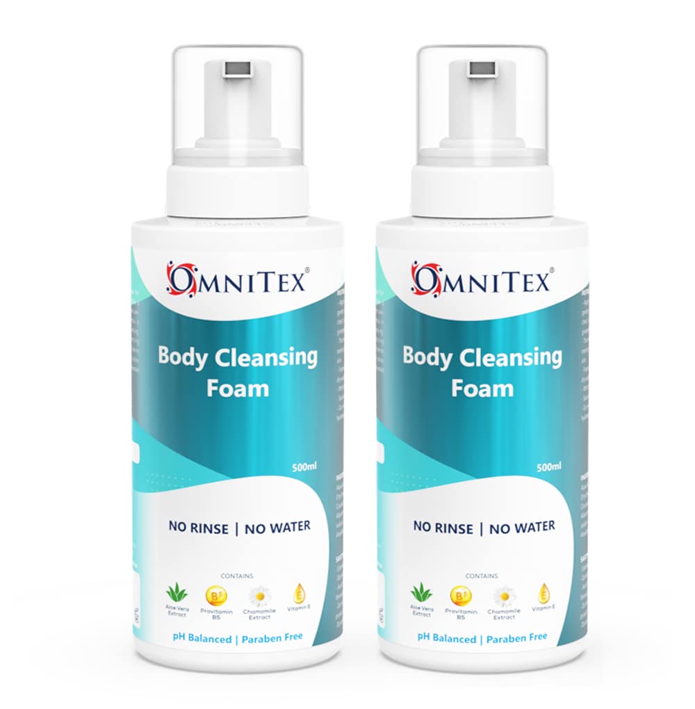 Omnitex Rinse-Free Body Cleansing Foam - 500ml (2 Pack) | No-Rinse Wash