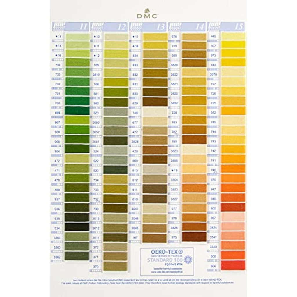 DMC Stranded Cotton Shade Card | Embroidery Thread Color Guide W100B
