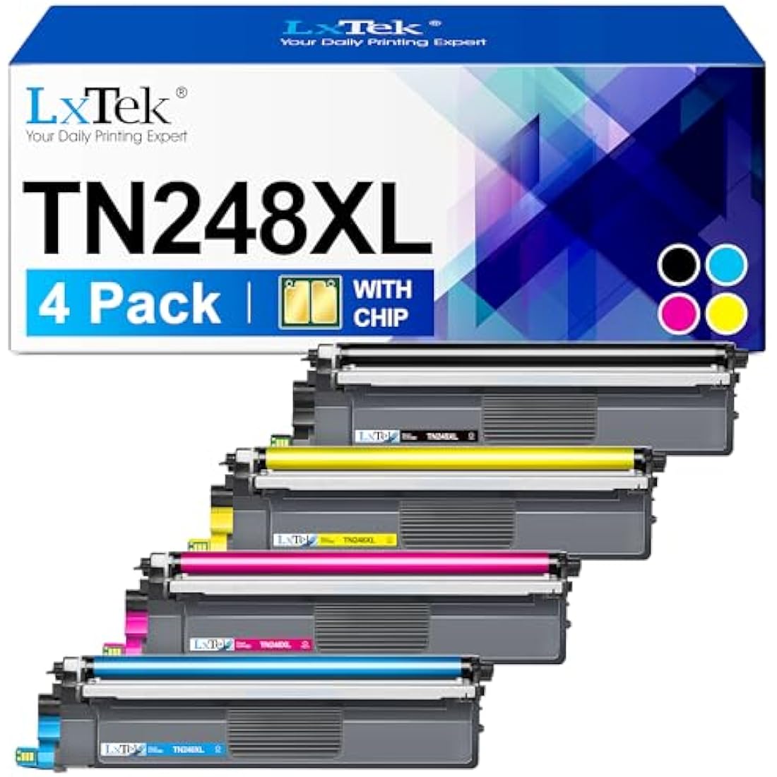 LxTek TN-248XL Compatible Toner Cartridges for Brother MFC-L3740CDWE, 4-Pack