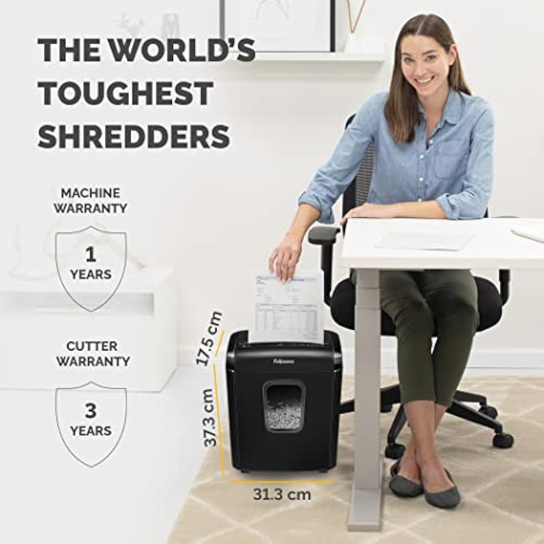 Fellowes Powershred 6M Mini-Cut Paper Shredder | P-4 Security | 13L Bin