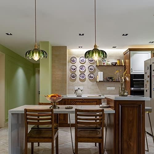 Jolof Store Green Glass Pendant Light – Vintage Industrial Ceiling Lamp