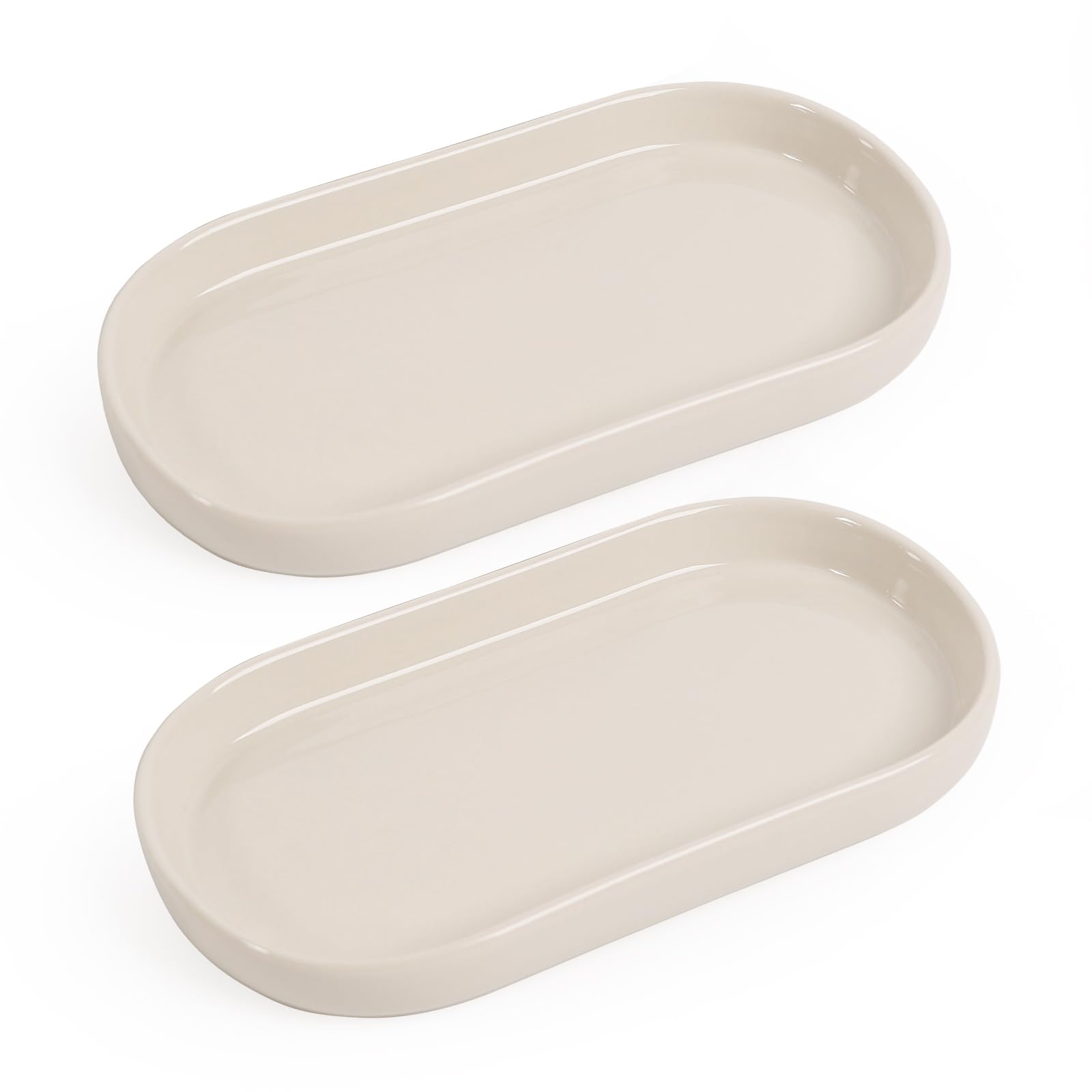 Ceramic Bathroom Vanity Tray Set – 2 Pcs Minimalist Organizer
