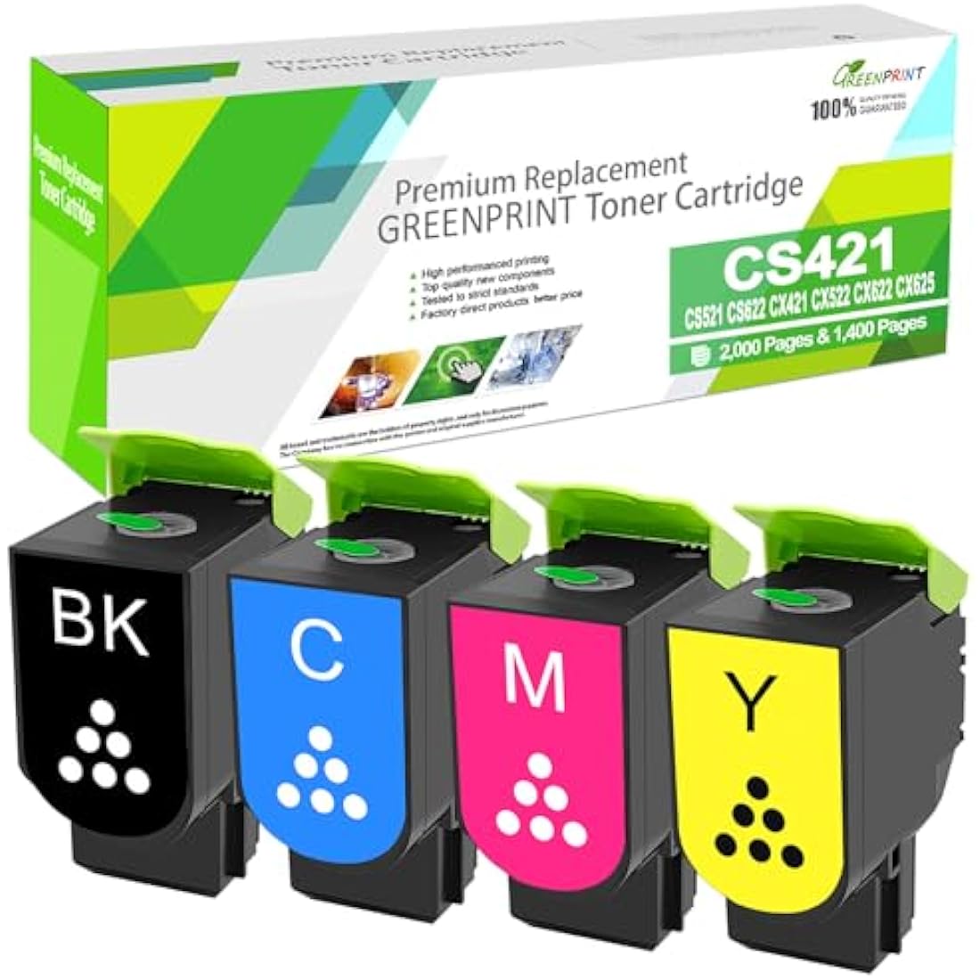 Jolof Store Compatible Toner Cartridge 4-Pack for Lexmark CS421 CS521 CX622