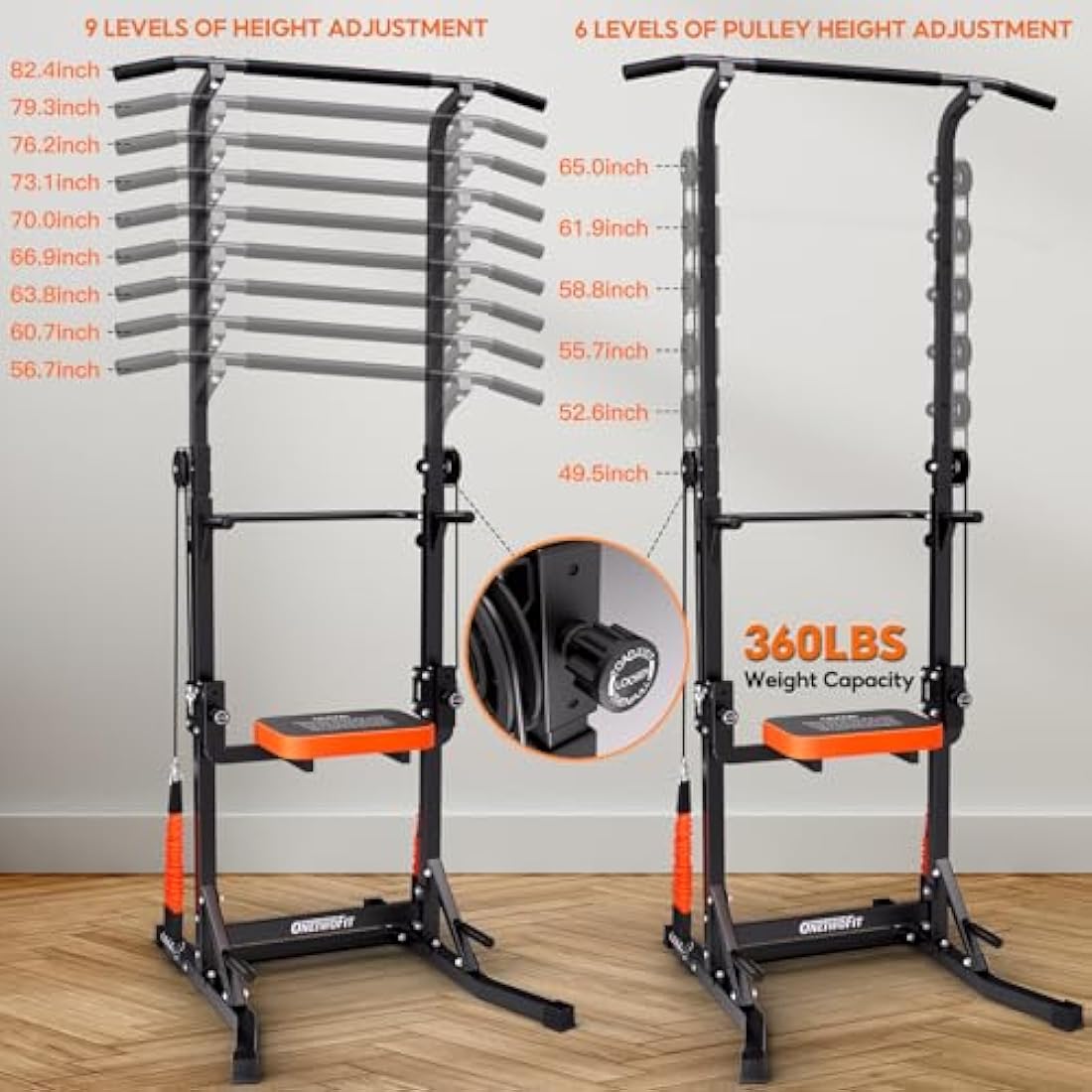 ONETWOFIT Assisted Power Tower – Foldable Pull Up Bar Station for Home Gym